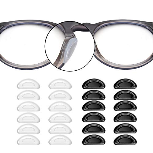 SMARTTOP Adhesive Nose Pad, 20 Pairs Eyeglass Nose Pads Stick On Silicone Anti-Slip for Glasses Sunglasses Thin Nose Pads Eyeglasses (10-Black & 10-Clear) - Image 1
