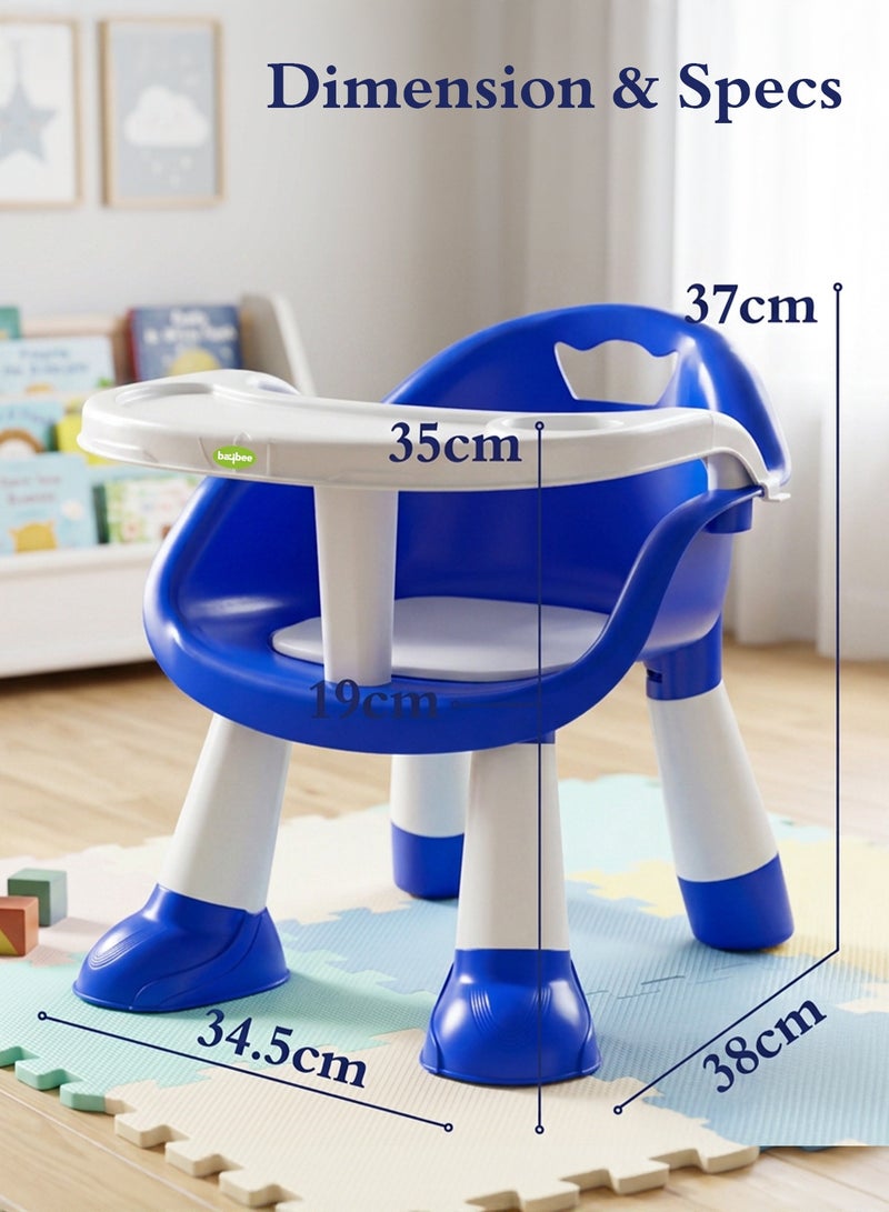 Baybee Kids Booster Seat for Baby with Feeding Tray | Portable Baby Feeding Chair & Dining Seat for Toddlers | Baby Chair with Food Tray | Baby Booster Chair for Eating Home Travel suitable for 1 to 5 Years Blue - Image 4