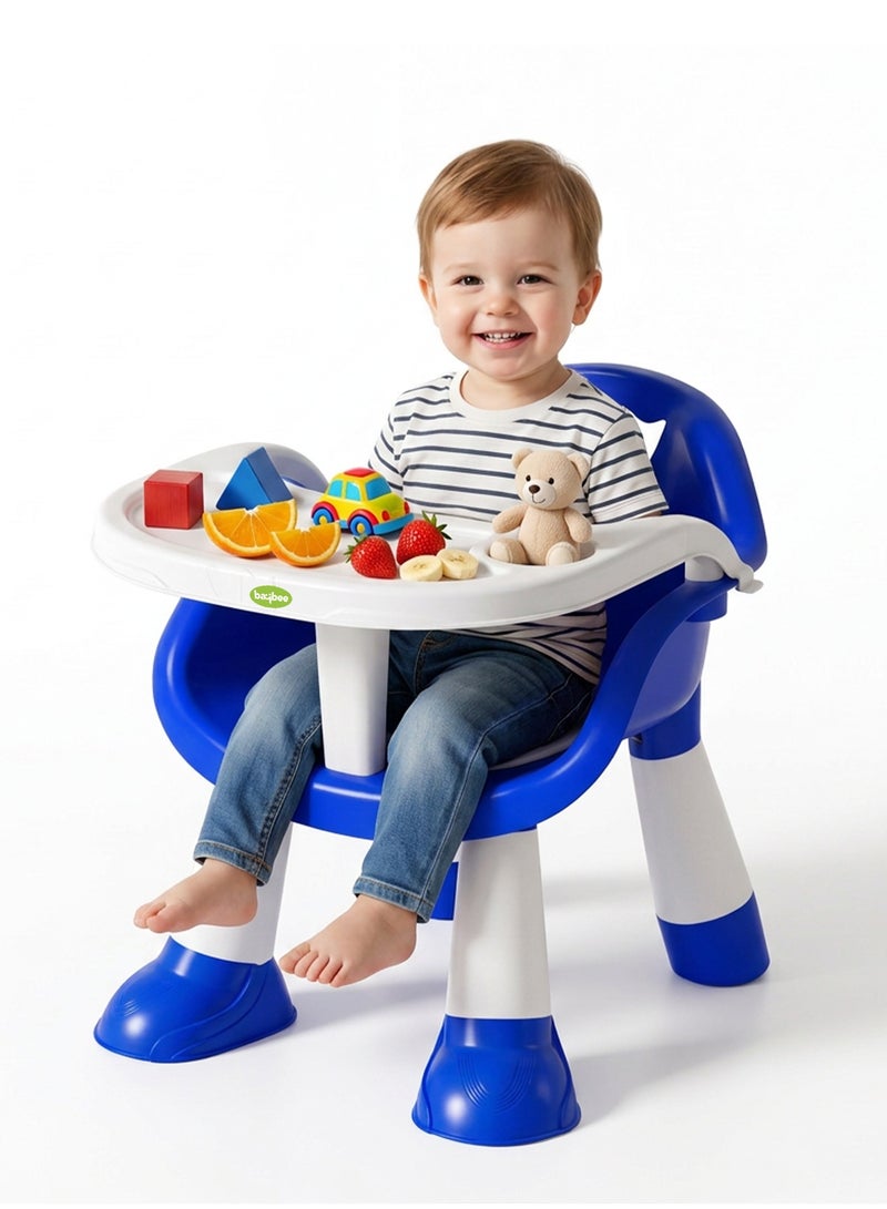 Baybee Kids Booster Seat for Baby with Feeding Tray | Portable Baby Feeding Chair & Dining Seat for Toddlers | Baby Chair with Food Tray | Baby Booster Chair for Eating Home Travel suitable for 1 to 5 Years Blue - Image 1