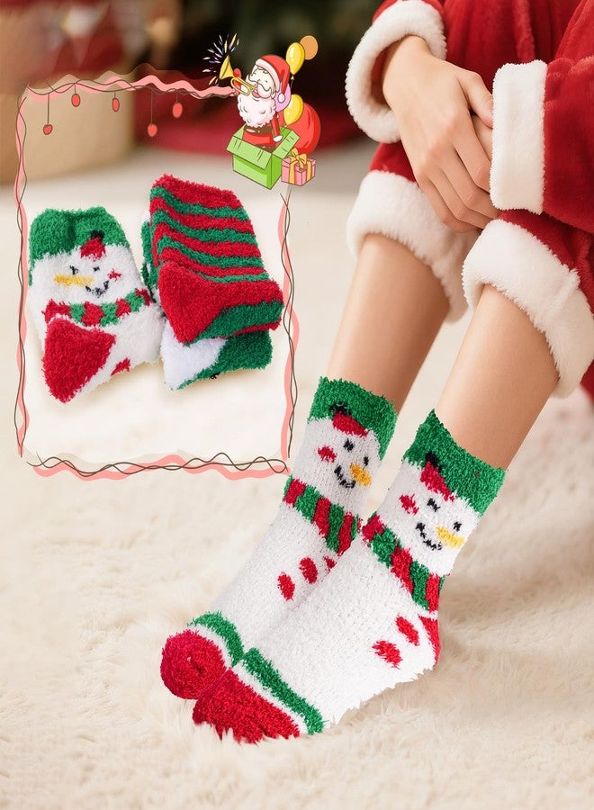 cnomg 3 Pairs Christmas Fuzzy Socks Fluffy Socks Christmas Coral Fleece Xmas for Women Cold Winter Indoor - Image 5