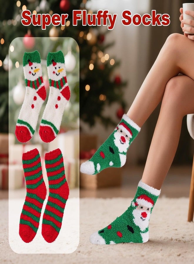 cnomg 3 Pairs Christmas Fuzzy Socks Fluffy Socks Christmas Coral Fleece Xmas for Women Cold Winter Indoor - Image 4