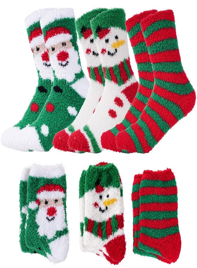 cnomg 3 Pairs Christmas Fuzzy Socks Fluffy Socks Christmas Coral Fleece Xmas for Women Cold Winter Indoor - Image 1