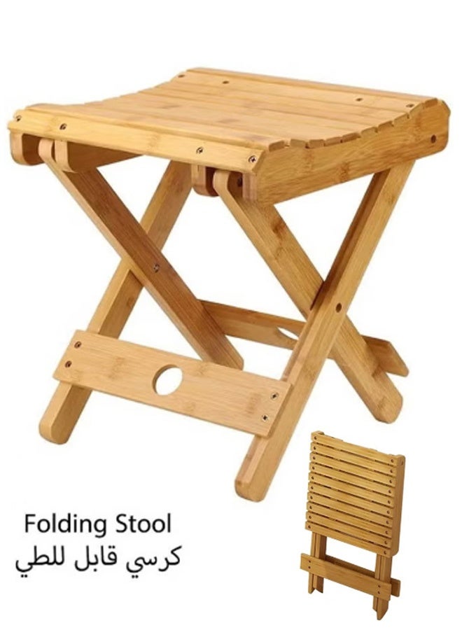 Unewshi Solid Wood Folding Stool – Portable, Waterproof, Compact Design for Home & Outdoor Use – Ideal for Spa, Sauna, Camping, and Fishing – Rounded Corners for Safety - Image 1