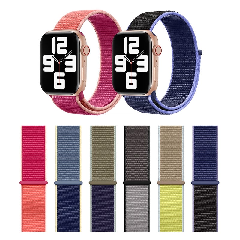 For Apple Watch Ultra 49mm&Watch Ultra 2 49mm / Series 9&8&7 45mm / SE 3&SE 2&6&SE&5&4 44mm / 3&2&1 42mm Color Matching Nylon Watch Band(Black + Blue)