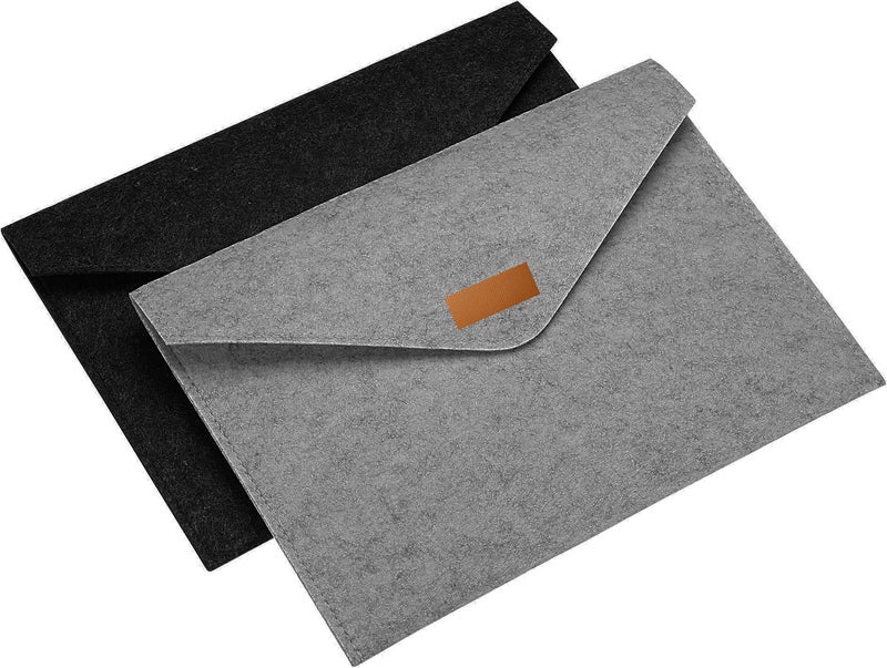 GREEN DECOR Printed Felt File Folder,Document Bag, Paper File Folders, Letter Envelope, Handbag Velcro Closure, Use for Office,School,Stationery(Multicolor) Pack of 2 (Grey & Black) - Image 1