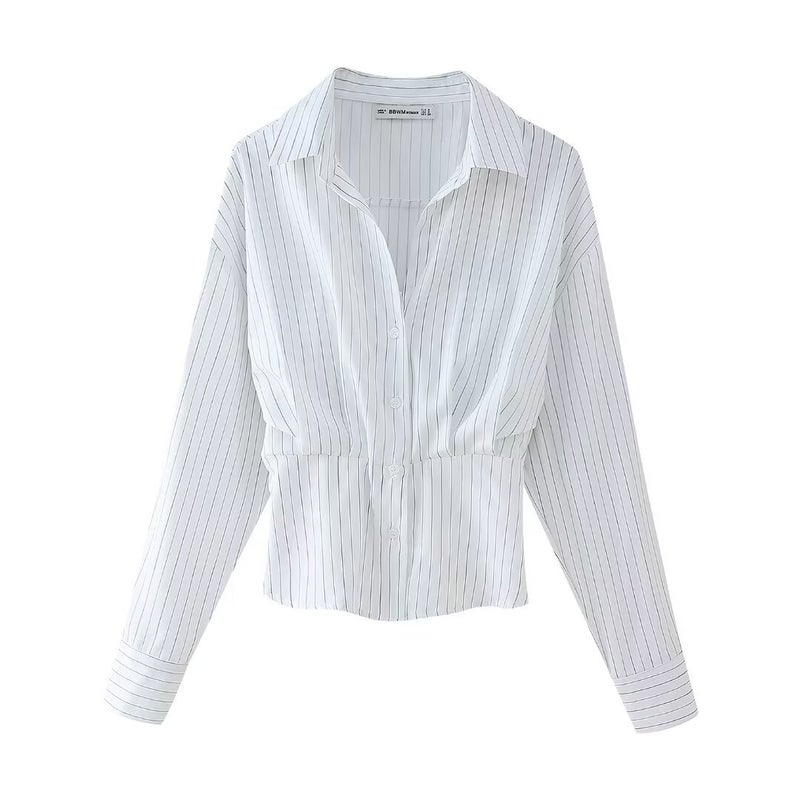 Cross-border new 2024 new European and American style womens foreign trade wholesale ZRA7 in stock poplin corset shirt white