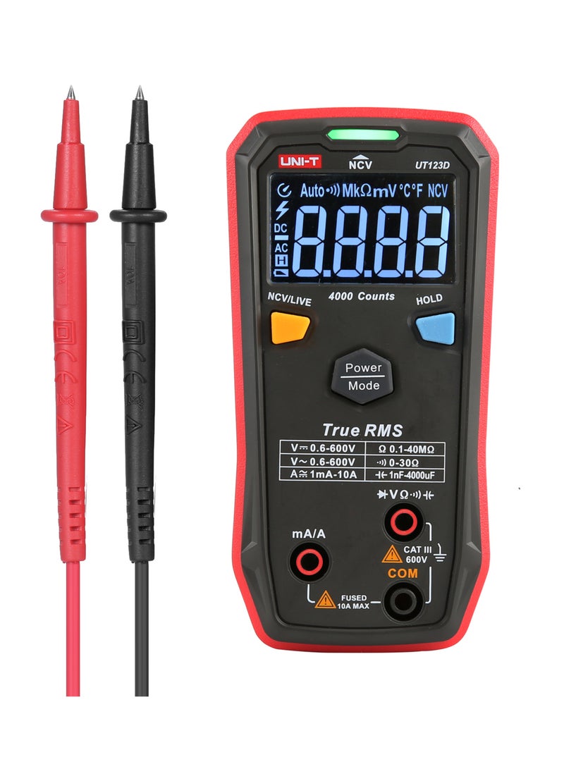 UNI-T Palm-sized Digital Multimeter AC/DC True-RMS Multimeter 4mF(4000uF) Large Capacitance Meter Auto-ranging Multi Tester with Resistance Capacitance Diode Continuity NCV Live Wire Tests - Image 1