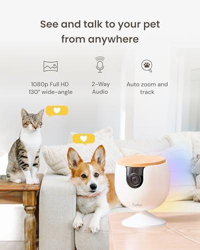 Furbo Mini Pet Camera: Security Cam w/Barking/Meowing Alerts, Cat or Dog Tracking w/Phone App, Smart Home Indoor Monitoring, 2-Way Speaker. No Subscription Needed. Standard See, Talk & Toss Features - Image 2