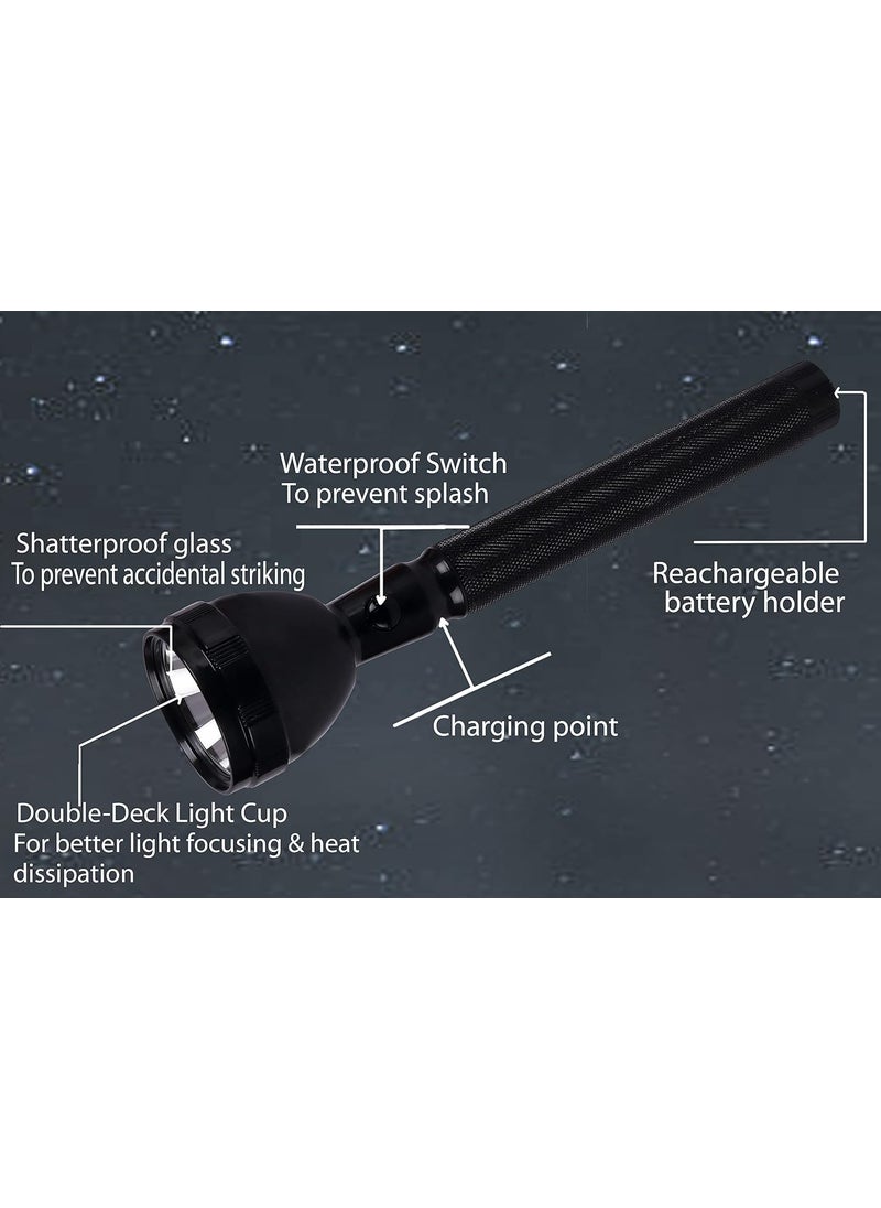 Generic 800M Zoom Torch Tactical Led With Re Charge Able 18650 Battery Flashlight Tourch Zoom 3 Mode Focus CarWall Charger Included Torch Black Re Charege Able 8990 Aluminum 120 Lumen 8990 B  - Image 3