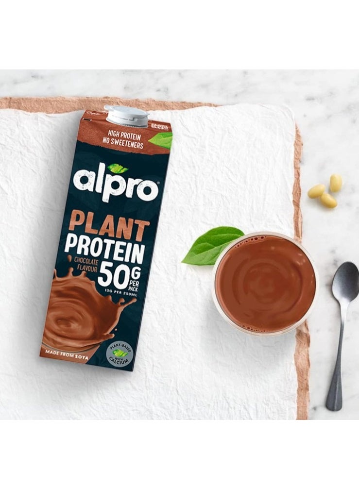 Alpro Soya High in Proteins Chocolate Drink, 100% Plant-Based, Lactose Free - 1L - Image 1