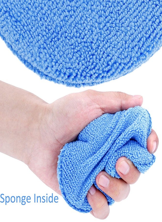 6pcs Microfiber Wax Applicator, 5 Diameter Ultra-Soft Microfiber Detailing Applicator Pads for Any Cars, Truck, Boat, Motorcycle and RV, Microfiber Round Foam Sponge Wax Polish for Hand Polish Blue - Image 5