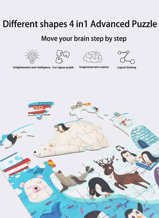 جساي تويز مجموعة ألغاز النمو 4 في 1 (مواضيع متعددة) | تصميم صعوبة متدرج بنظام ترميز لوني خلفي - Image 3