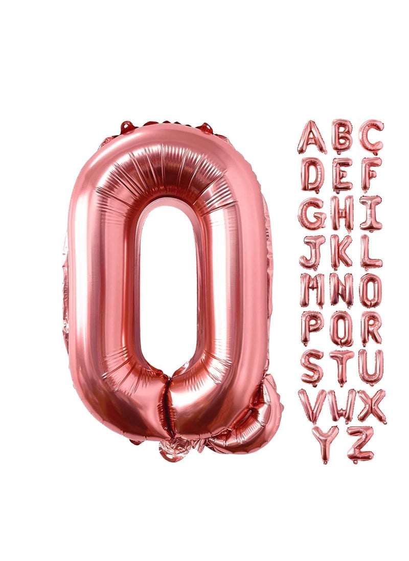 Party with Emma Rose Gold Letter A to Z Balloons 32 inch Large Alphabet Balloons Rose Gold Helium Foil Letter Balloon Banner for Birthday Party Anniversary Wedding Decoration (Rose Gold-Q)  - Image 4