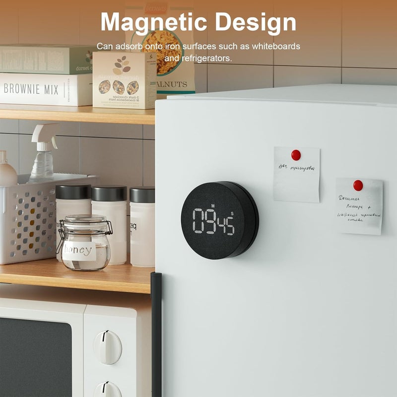 AVINIA Desk Timer for Productivity Magnetic Digital Kitchen Timer Rechargeable Fabric Mesh Cover 99 Mins Countdown/Count Up Stylish Efficana Konah Home Timmer for Cooking (Fabric Black) - Image 4
