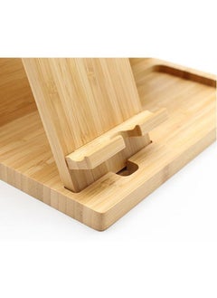 Y&D Double Layer Wooden Desktop Charging Docking Station and Bedside Organizer Holder for phone, pad or key  - Image 2