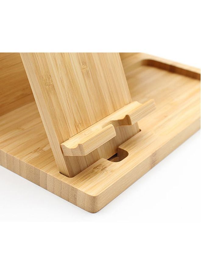 Y&D Double Layer Wooden Desktop Charging Docking Station and Bedside Organizer Holder for phone, pad or key  - Image 2