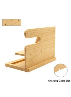 Y&D Double Layer Wooden Desktop Charging Docking Station and Bedside Organizer Holder for phone, pad or key  - Image 5