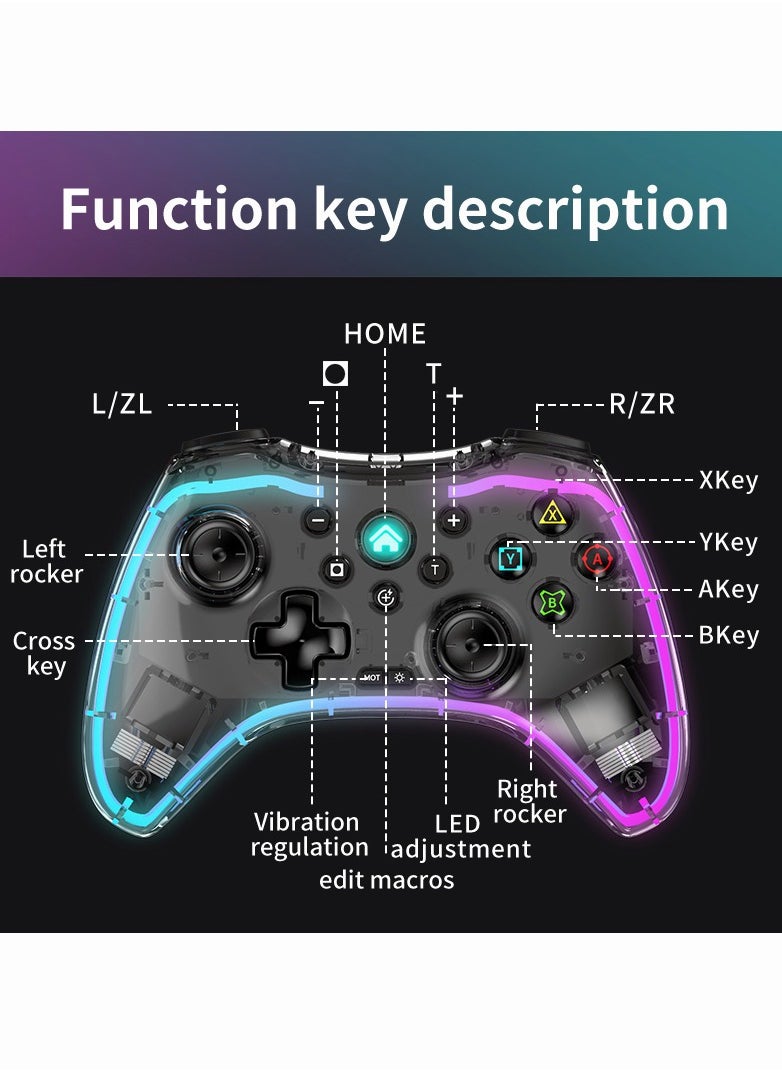 Wireless Gaming Controller with 8-Color LED Lighting & Headphone Jack – for PS4 Console