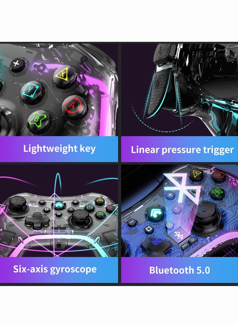 Wireless Gaming Controller with 8-Color LED Lighting & Headphone Jack – for PS4 Console