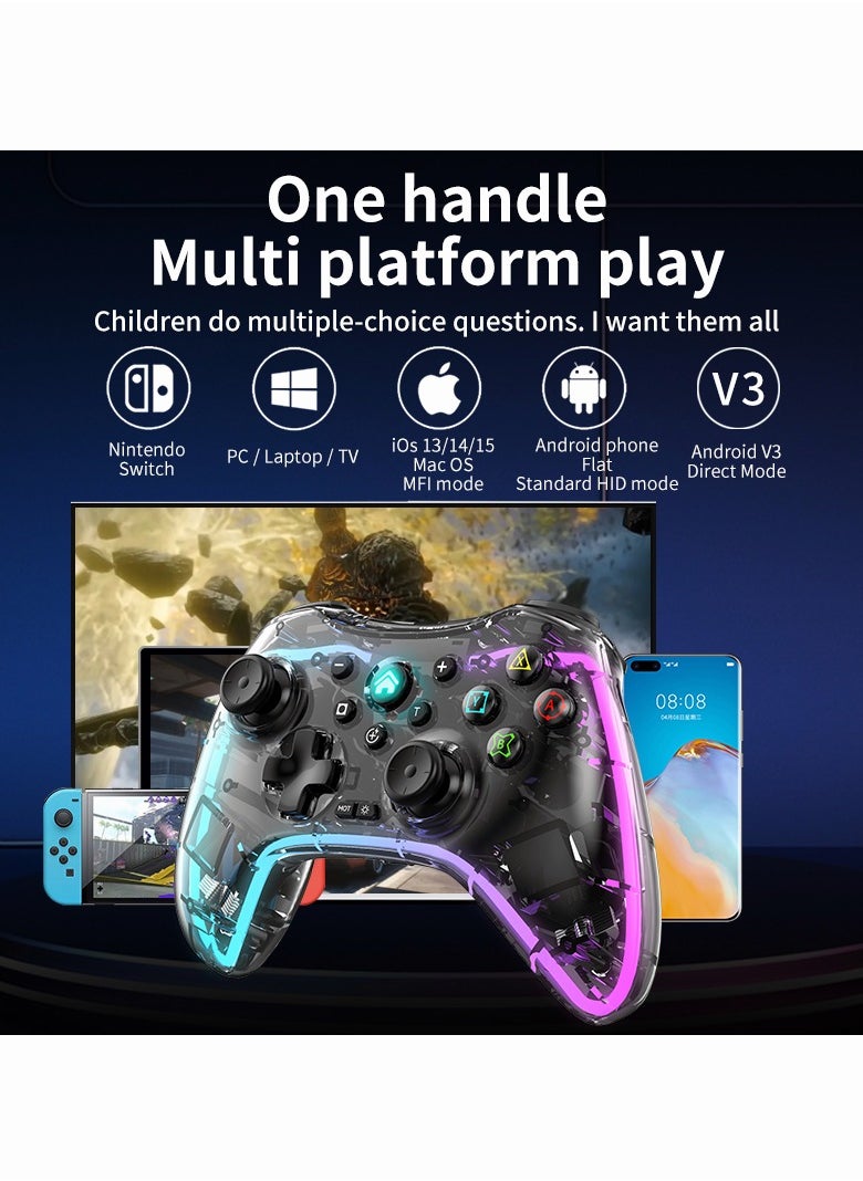 Wireless Gaming Controller with 8-Color LED Lighting & Headphone Jack – for PS4 Console
