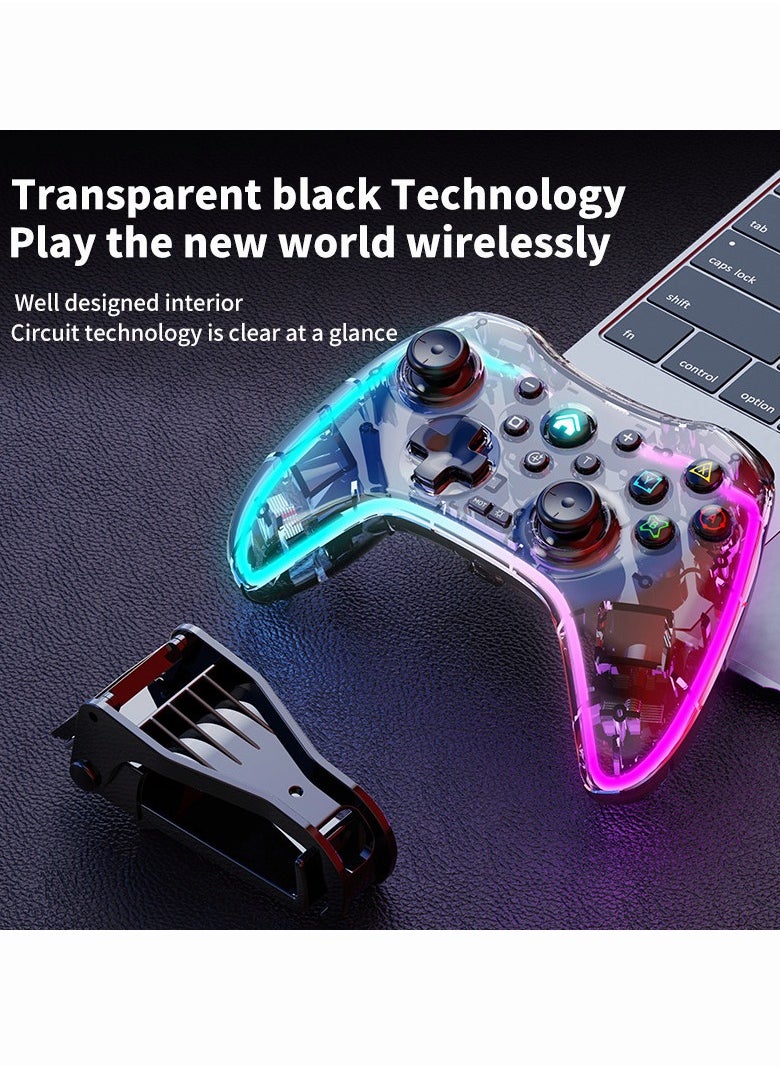 Wireless Gaming Controller with 8-Color LED Lighting & Headphone Jack – for PS4 Console