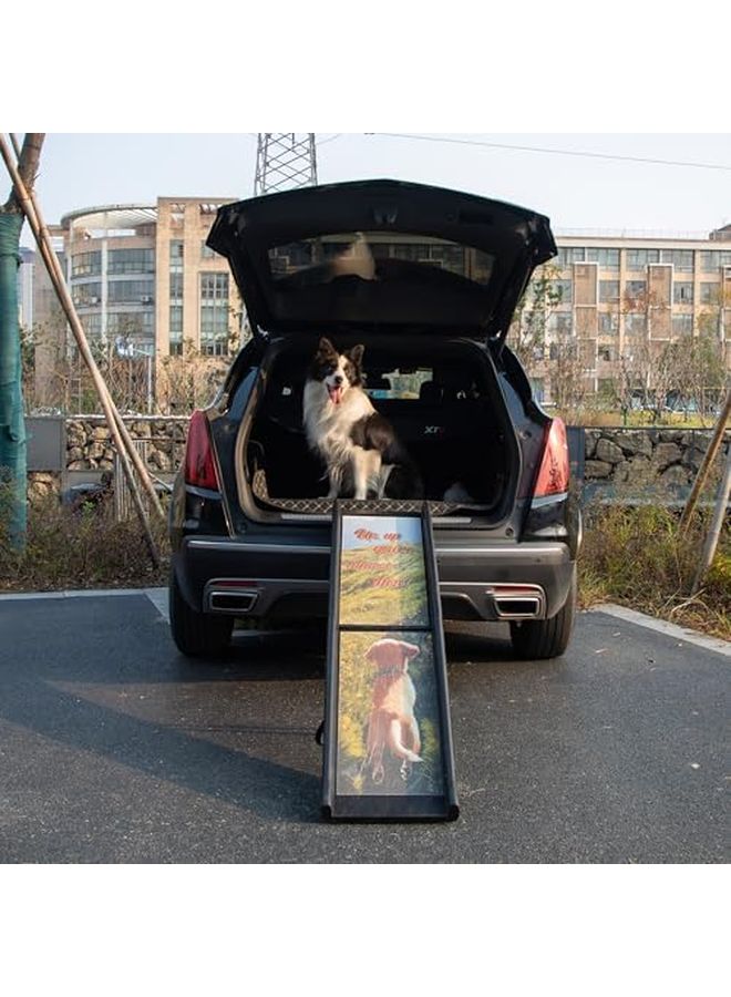 Black Plastic Folding Dog Ramp For Car Truck SUV 61 42 L Portable With No Slip Sandpaper - Image 3