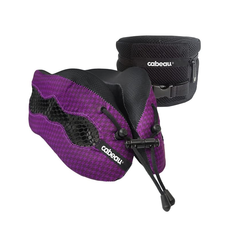 Cabeau Cabeau Long Haul Flight Cooling Travel Neck Pillow  Evolution Cool  Supportive Memory Foam with Airflow Vents  Compact with Carrying Case Purple 