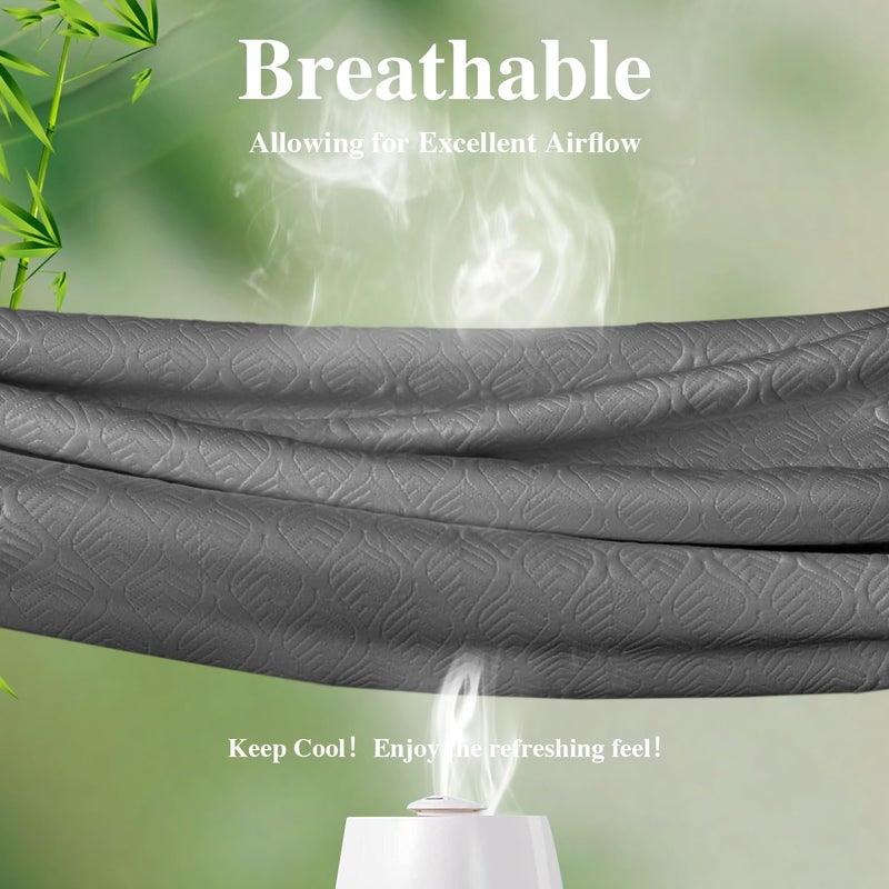 Softhour Twin Mattress Protector, Waterproof Mattress Pad Washable Rayon Mattress Cover Breathable Noiseless Bed Protector 3D Patterns 5" - 21'' Elastic Fitted Deep Pocket(Dark Grey) - Image 5