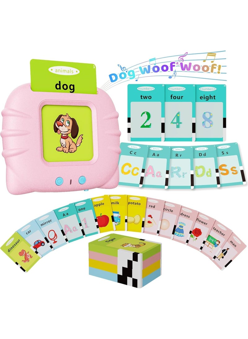 Educational Learning Toys for 2-6 Year Old Kids, Listen and Learn Literacy Audible Flash Cards for Kid, 112 Pieces Talking Audio Flashcards with Sound Effects Contains 224 Sight Words (Pink) - Image 1