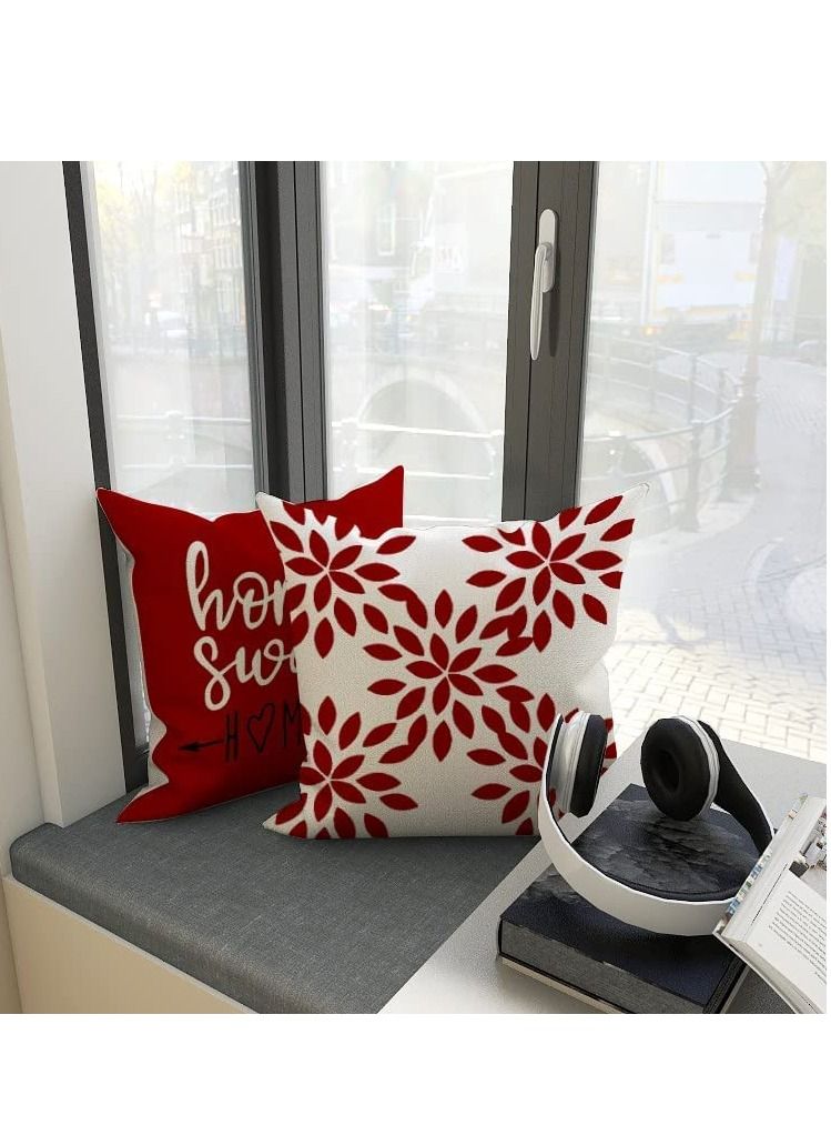 SYOSI Pillow Covers Modern Sofa Throw Pillow Cover, Decorative Outdoor Linen Fabric Pillow Case for Couch Bed Car Home Sofa Couch Decoration (Red, 18x18, Set of 4) - Image 5