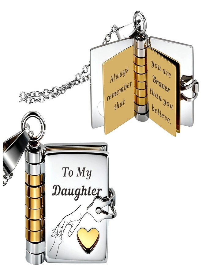 Aeonovs Daughter Book Necklace, Easter Basket Stuffers for Teen Girls, Adult Daughter Gifts from Mom, 21st Birthday Jewelry Necklace for Her, Graduation Gifts for Daughters, Gift for 17 Year Old Girls - Image 1