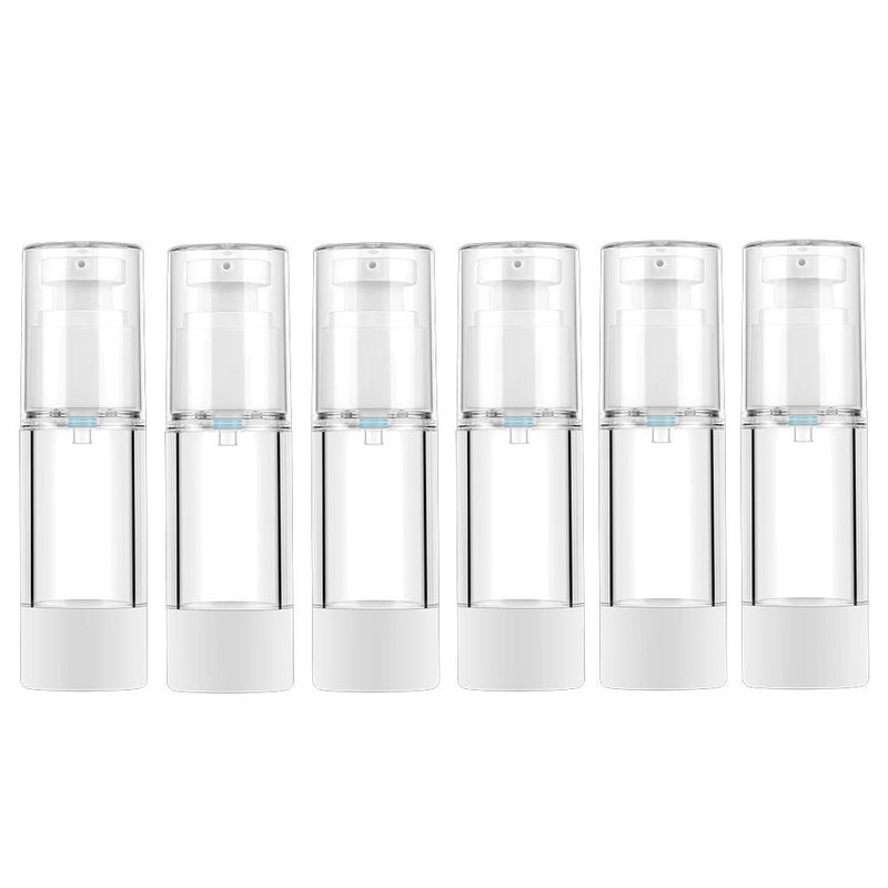 LONGWAY 1 Oz 30ml Clear Airless Cosmetic Cream Pump Bottle Travel Size Dispenser Refillable Containers/Foundation Travel Pump Bottle for Shampoo (Pack of 6) - Image 1