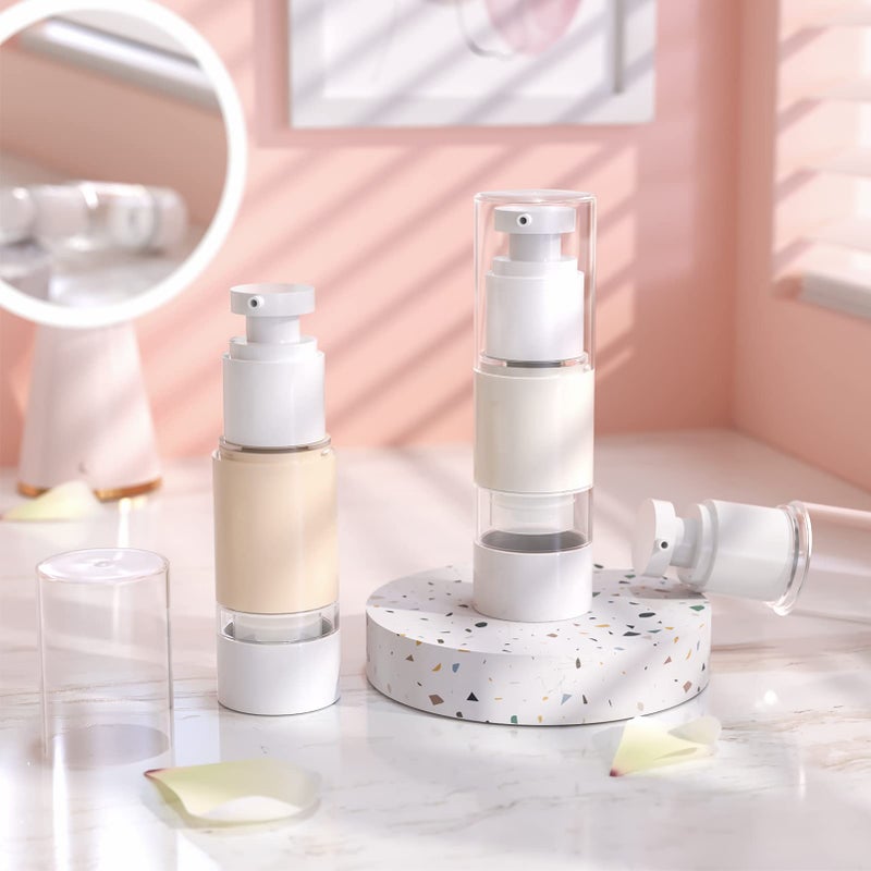 LONGWAY 1 Oz 30ml Clear Airless Cosmetic Cream Pump Bottle Travel Size Dispenser Refillable Containers/Foundation Travel Pump Bottle for Shampoo (Pack of 6) - Image 2