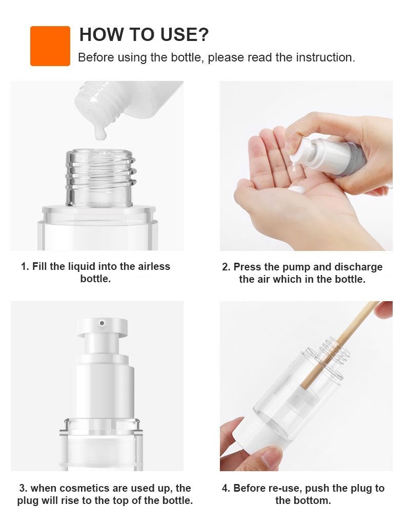LONGWAY 1 Oz 30ml Clear Airless Cosmetic Cream Pump Bottle Travel Size Dispenser Refillable Containers/Foundation Travel Pump Bottle for Shampoo (Pack of 6) - Image 5