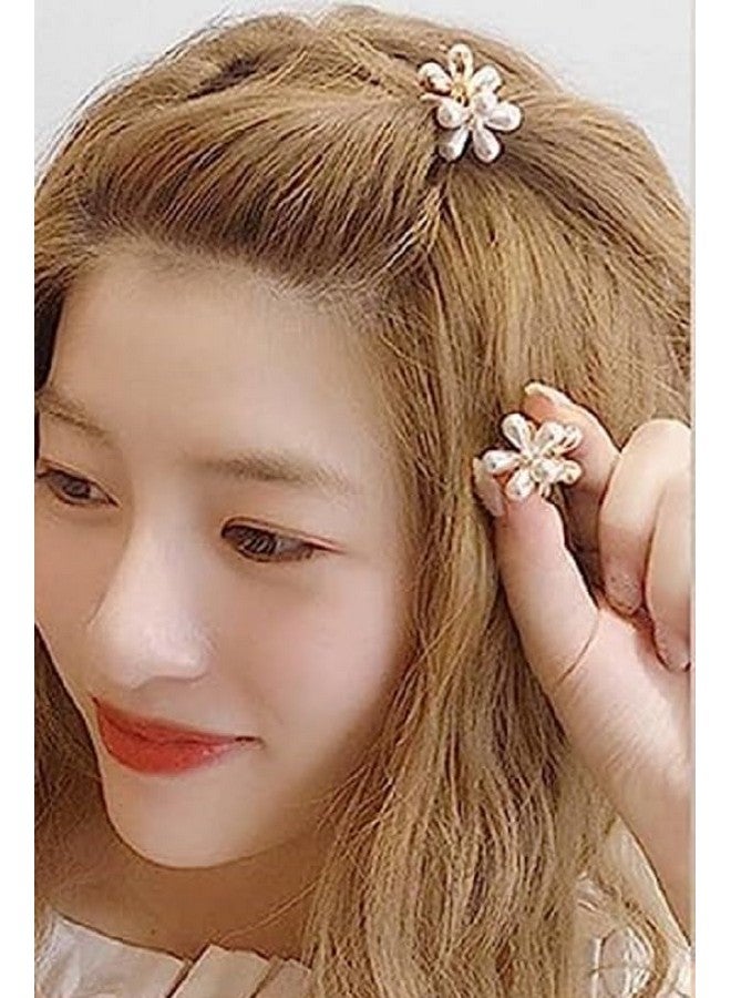 SUN Ring SUNRING Mini Pearl Hair Claws for Women Small Flower Clips Set Hair Accessories Gold Crab Girls Headwear Wedding (Pack of 6, white) - Image 5