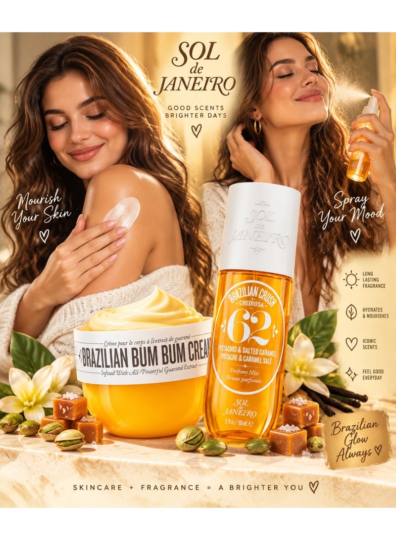 سول دي جانيرو مجموعة Sol de Janeiro: كريم Brazilian Bum Bum (240 مل) ورذاذ العطر Cheirosa 62 (90 مل) | ثنائي يجمع بين كريم مرطب للجسم وعطر يدوم طويلاً - Image 2