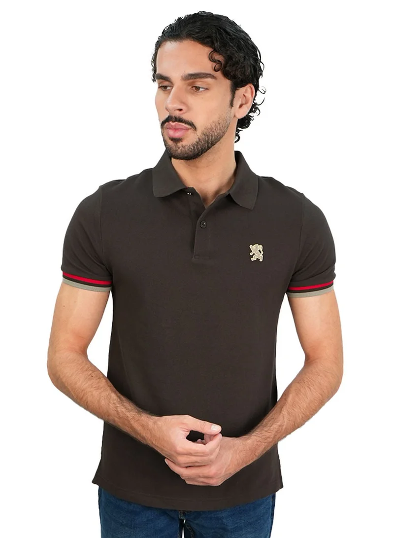 Men’s Cotton Slim Performance Polo with Small Lion Embroidery