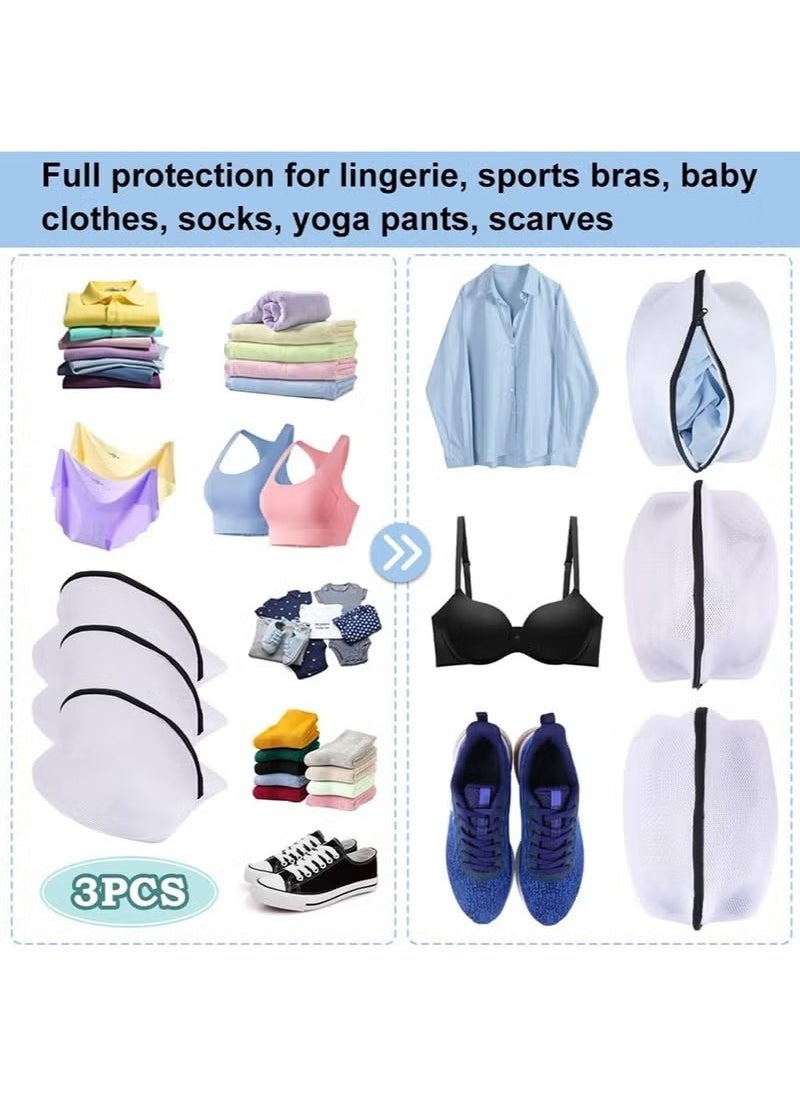 SYOSI - 3 Pcs Mesh Shoe Washing Bag, Double Layer Design for Sneakers, Running Shoes, Socks & Bras, with Zip Closure for Secure Washing & Quick Drying, Durable Polyester Material - Image 1