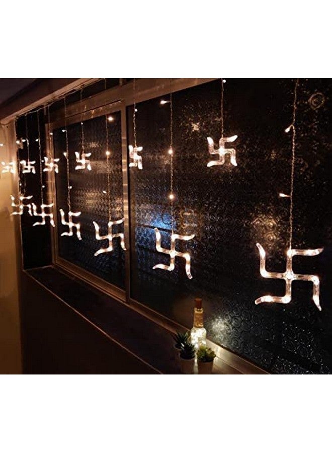 Quace 12 Swastik Om Curtain String Lights, Window Curtain Lights with 8 Flashing Modes Decoration for Christmas, Wedding, Party, Home, Patio Lawn Warm White - Image 2