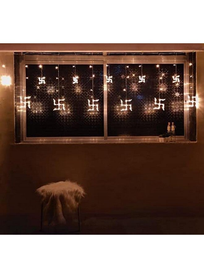 Quace 12 Swastik Om Curtain String Lights, Window Curtain Lights with 8 Flashing Modes Decoration for Christmas, Wedding, Party, Home, Patio Lawn Warm White - Image 4