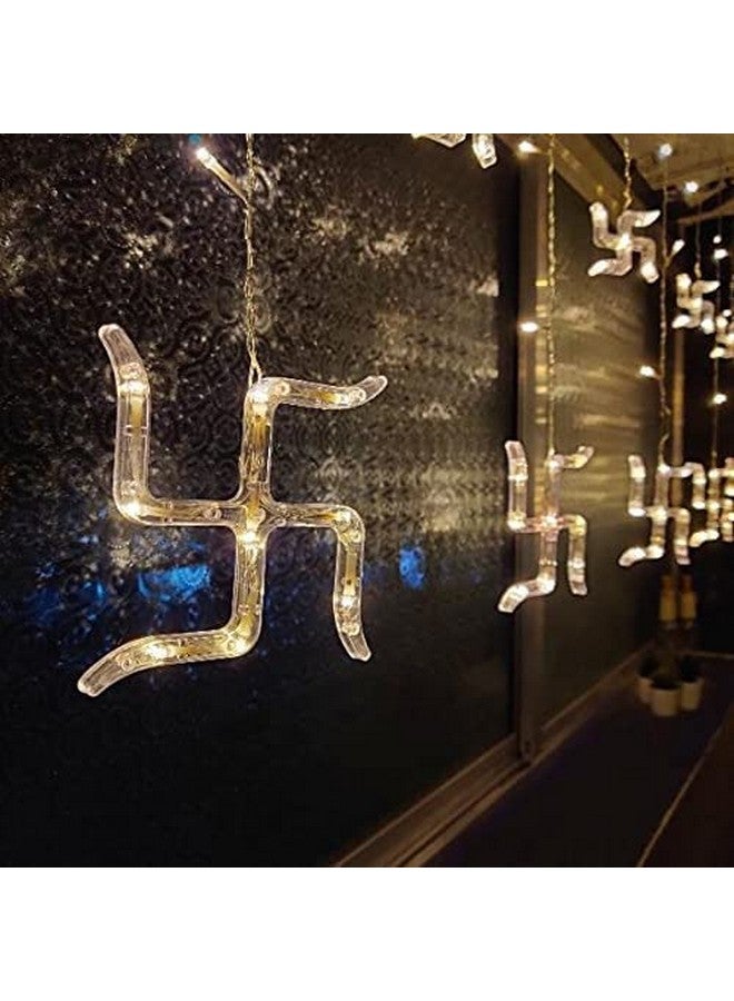 Quace 12 Swastik Om Curtain String Lights, Window Curtain Lights with 8 Flashing Modes Decoration for Christmas, Wedding, Party, Home, Patio Lawn Warm White - Image 3
