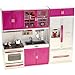PowerTRC Doll Kitchen Play Set Mini Modern Toy Kitchen Pretend Play Furnitures Toy Set Accessories Set with Realistic Light Sound for Kids Toddlers Girls 3in1 - Image 2