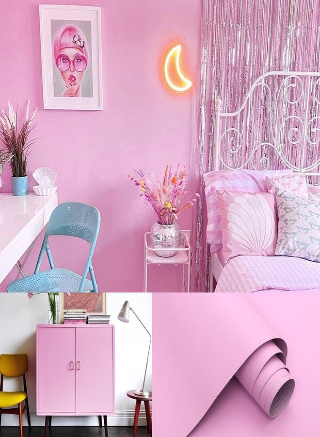 Micpolo 15.7"X118"Pink Wallpaper Contact Paper Pink Peel and Stick Wallpaper Lavender Self Adhesive Contact Paper for Cabinets Girls Bedroom Wallcovering Furniture Countertop Vinyl Roll - Image 1