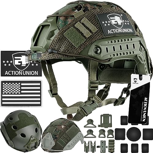 ACTIONUNION Airsoft Helmet Basic Set PJ Type Tactical Paintball Helmet (Medium, OD) - Image 1