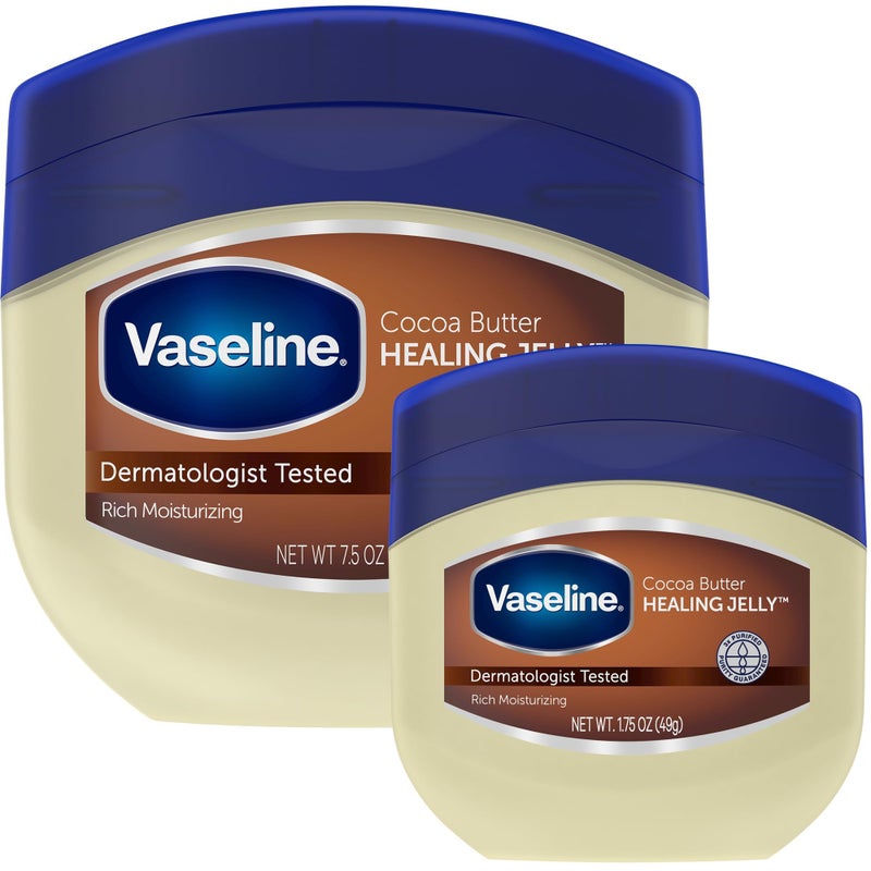 Vaseline عبوة متنوعة من جل فازلين بزبدة الكاكاو بحجمين 75 أونصة 175 أونصة مرهم مرطب غني واقي مرطب للبشرة الجافة