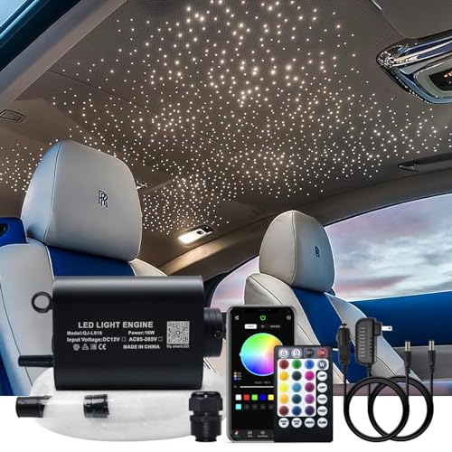 AKEPO 16W Fibre Optic Lights Star Ceiling Light Kit Music+APP Control for Home & Car, RGBW Sound Sensor Light Source with 28key RF Musical Remote Control and Fiber Cable 550pcs 0.75mm 13.1ft/4m - Image 1
