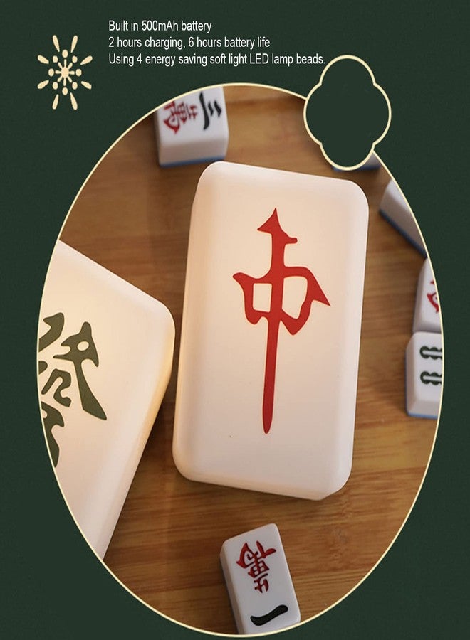 Zunate Mahjong LED Night Light - USB Rechargeable Table Lamp, Unique Mahjong Design for Home Bedroom Decoration, Portable and Energy Efficient - Image 3