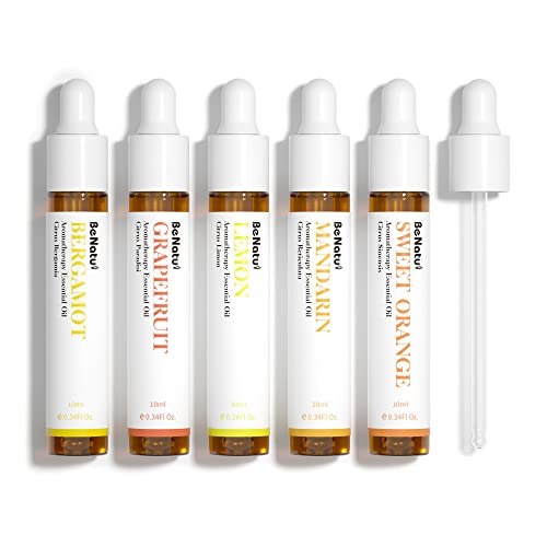 benatu Citrus Essential Oil Set for Diffuser, Natural Fruity Fragrance Blends Gift for Home, Fresh Scent Aromatherapy Oils (Lemon, Sweet Orange, Grapefruit, Bergamot, Mandarin) 5 Packs - Image 1