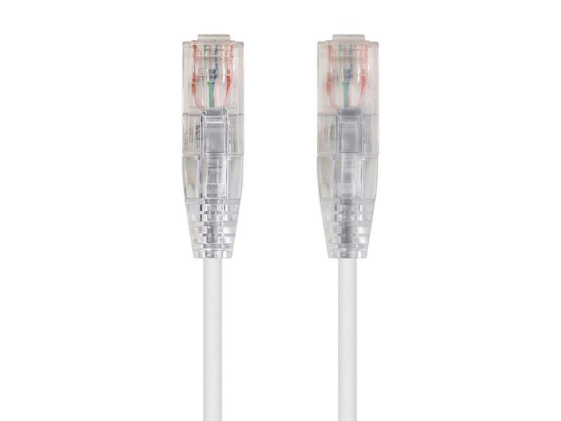 Monoprice Cat6 1ft White Component Level Patch Cable UTP 28AWG 550MHz Pure Bare Copper Snagless RJ45 SlimRun Series Ethernet Cable - Image 1