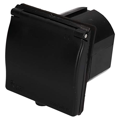 AB Tools 230v Mains 16A Flush Inlet Socket Black Caravan Motorhome Trailer Hook Up - Image 1